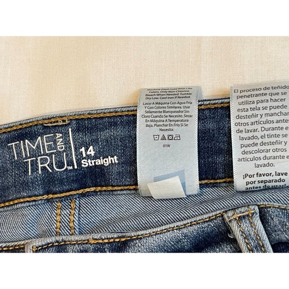 Time and Tru Womens Jeans Straight Leg TT3015642 Stretch Mid Rise Blue Size 14 - Picture 8 of 9